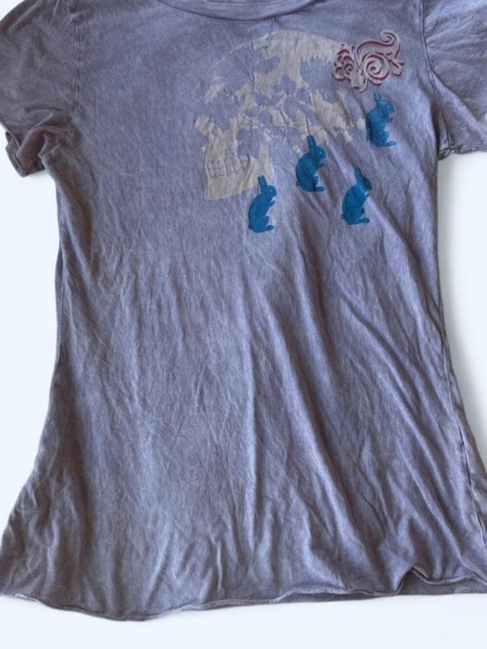 Vintage Y2K Urban Outfitters Burnout Bunny Skull Heart Breaker Tee USA